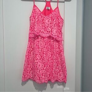 DV by Dolce Vita Hot Pink Floral Lace Mini Dress sz XS